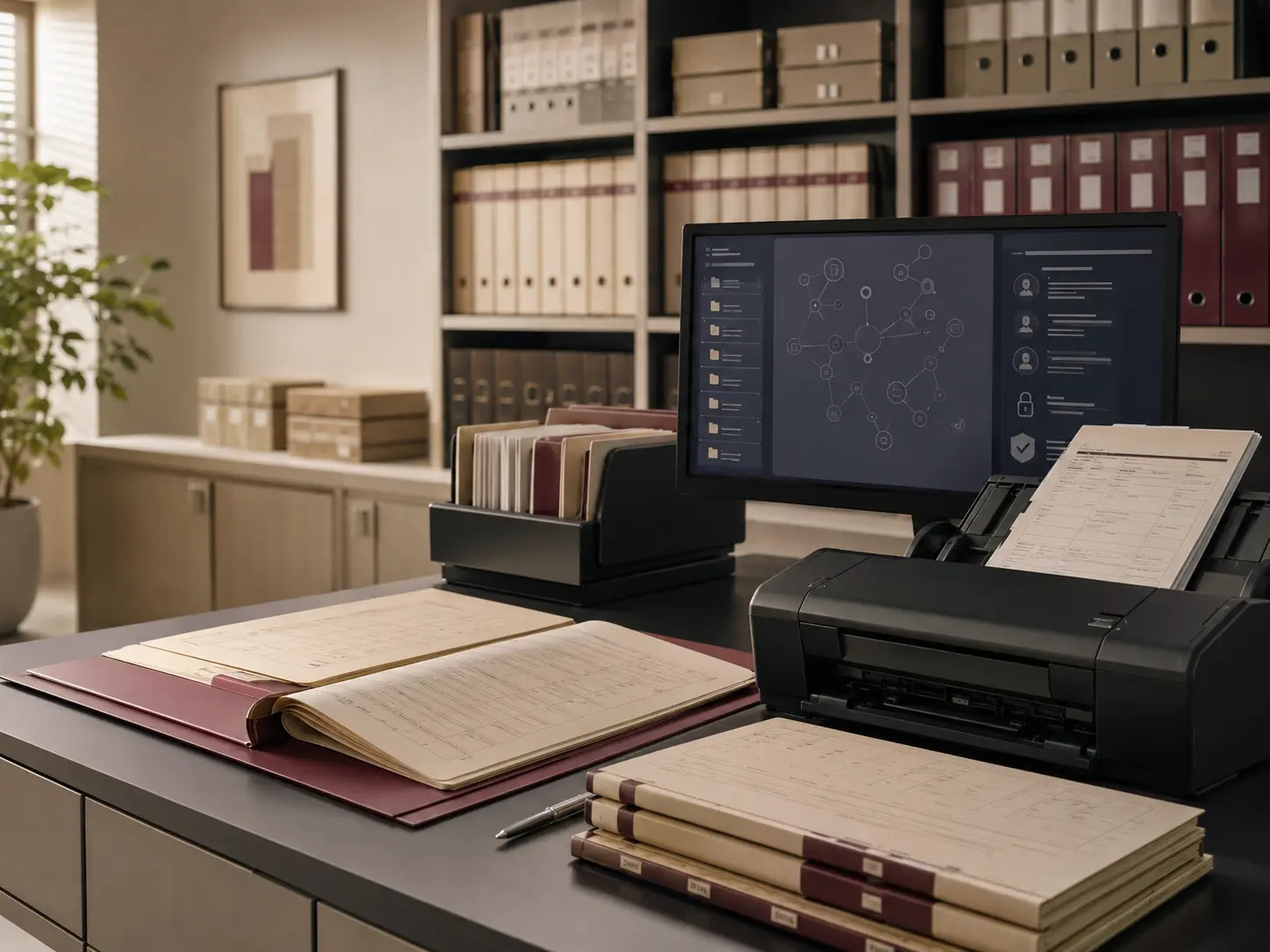 Customer and transaction documentation organised for indexed digital access